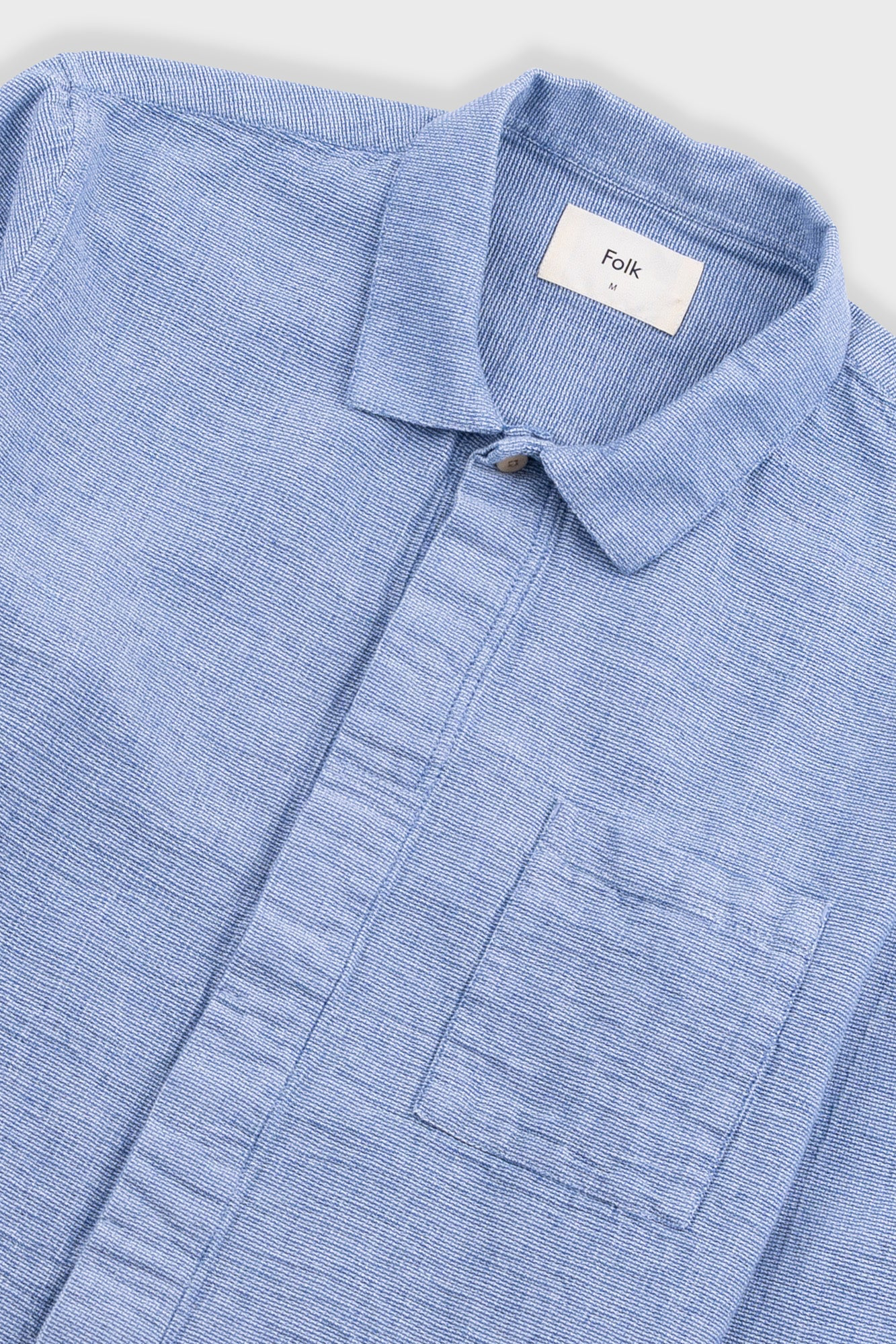 Folk Patch Shirt Light Indigo Basketweave