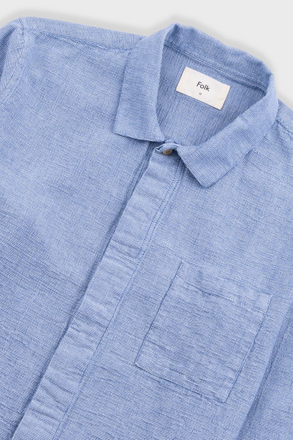 Folk Patch Shirt Light Indigo Basketweave