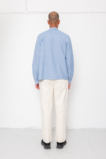 Folk Patch Shirt Light Indigo Basketweave