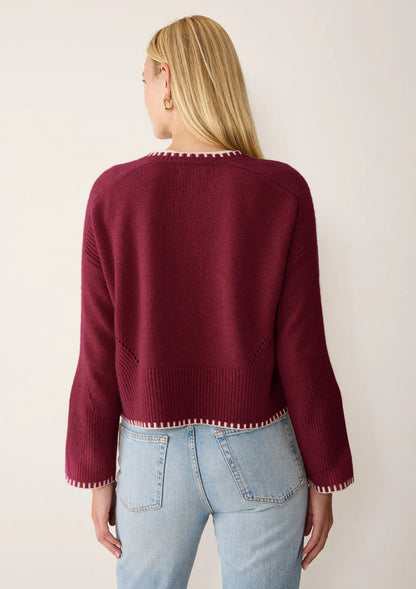 Loop Cashmere Blanket Stitch Cardigan Barolo