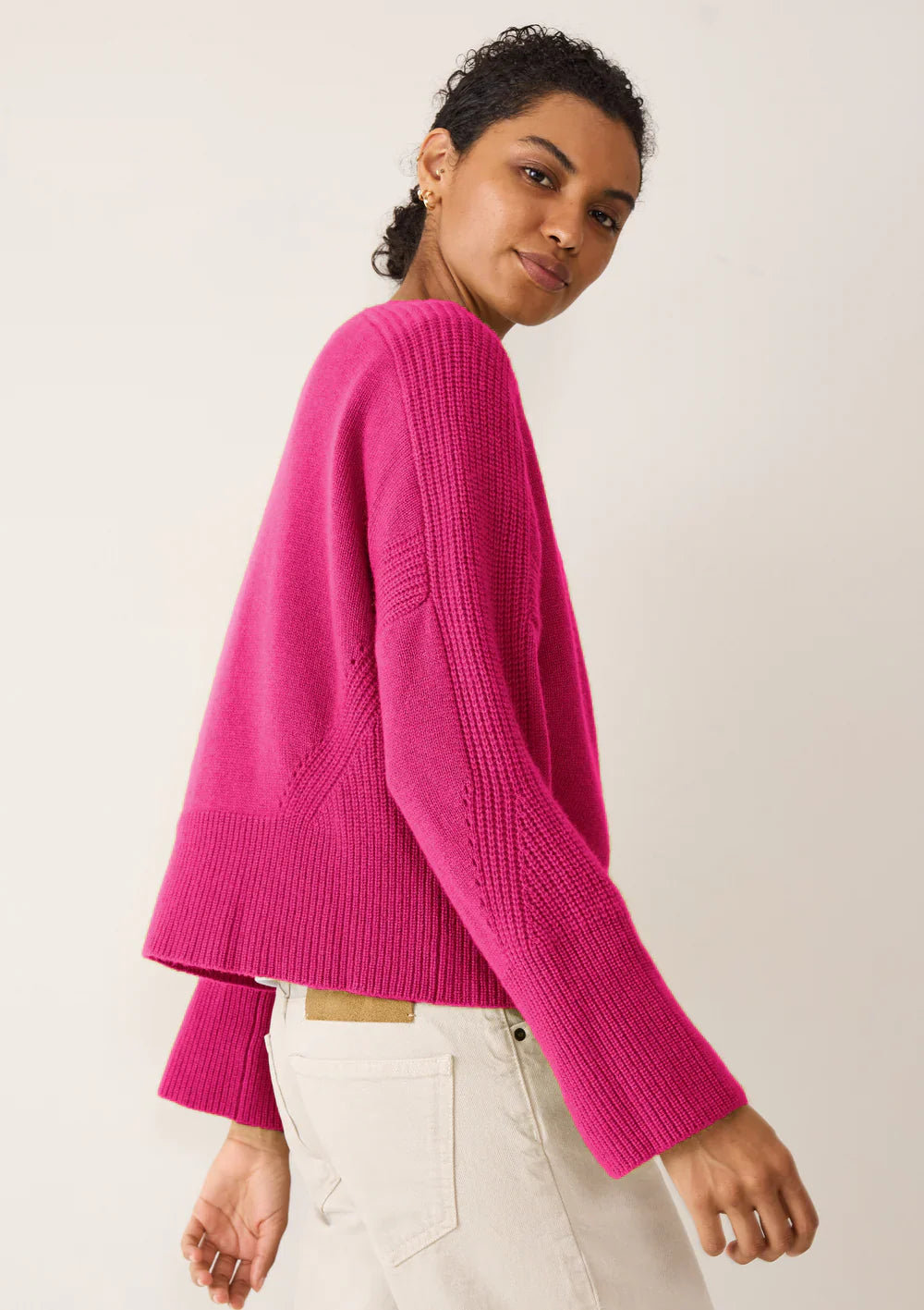 Loop Cashmere Lofty Cardigan Lipstick Pink