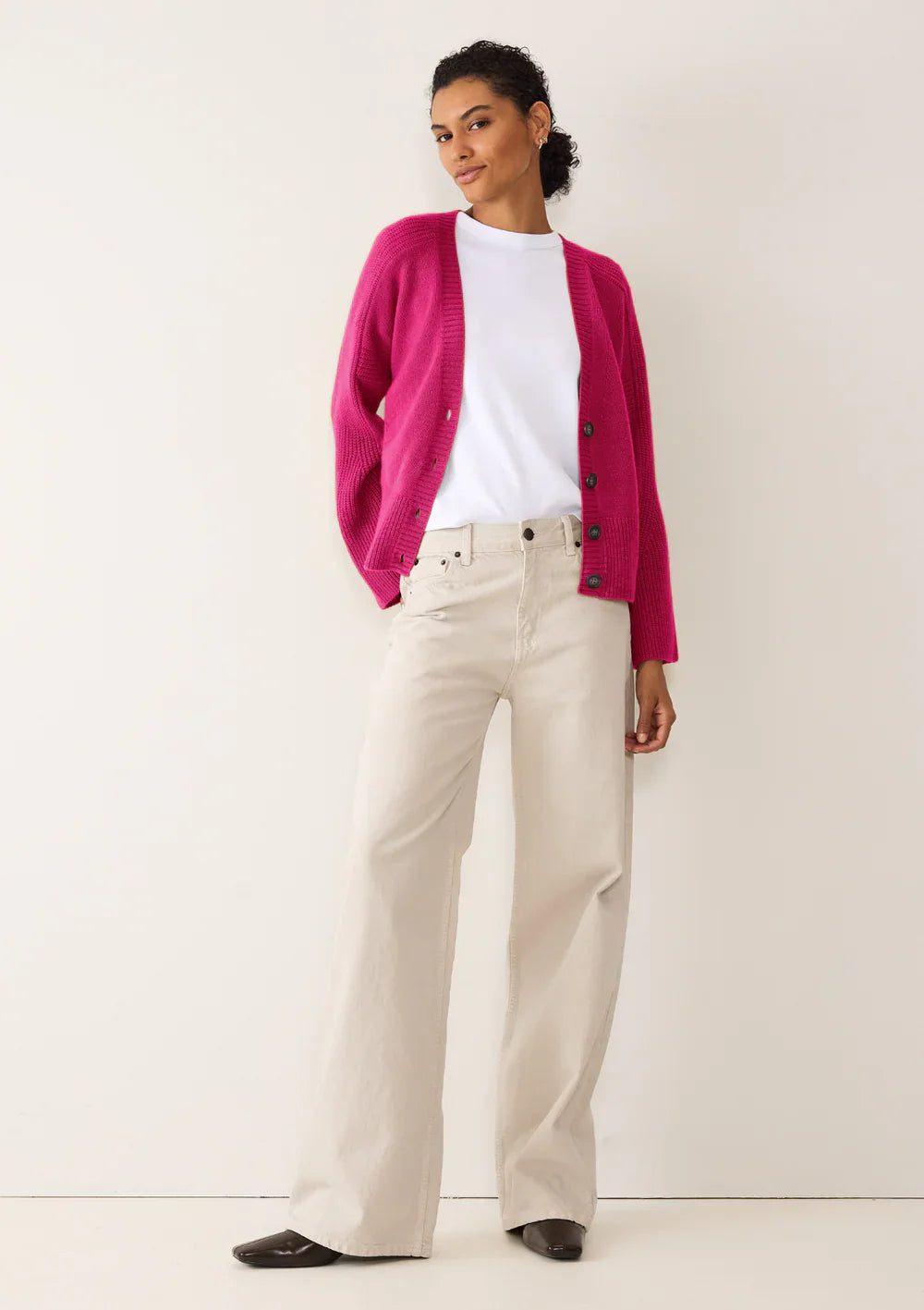 Loop Cashmere Lofty Cardigan Lipstick Pink