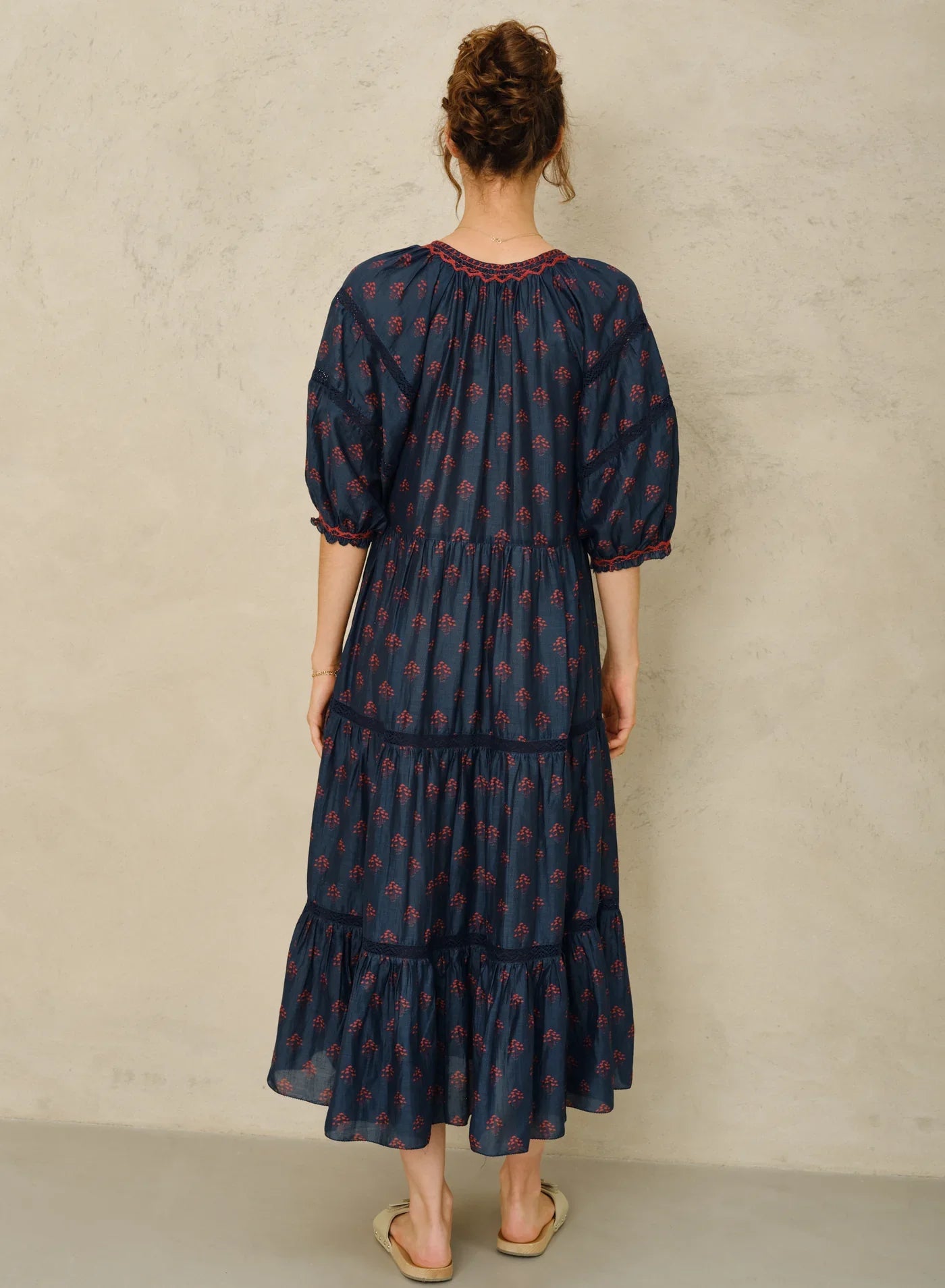 M.A.B.E Lindi Print Maxi Dress Indigo