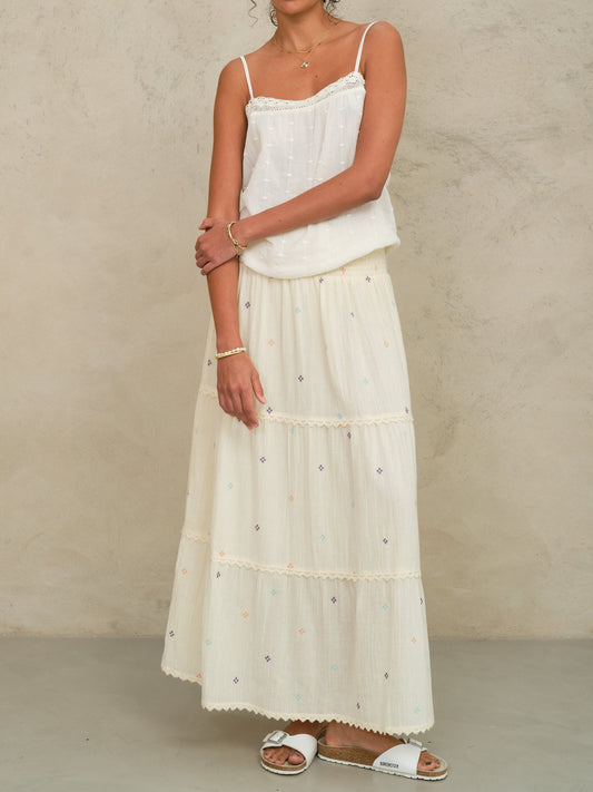 MABE Lucca Emb Maxi Skirt Pastel