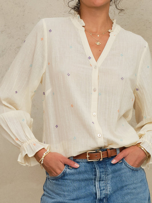 MABE Lucca Emb L/S Top Pastel