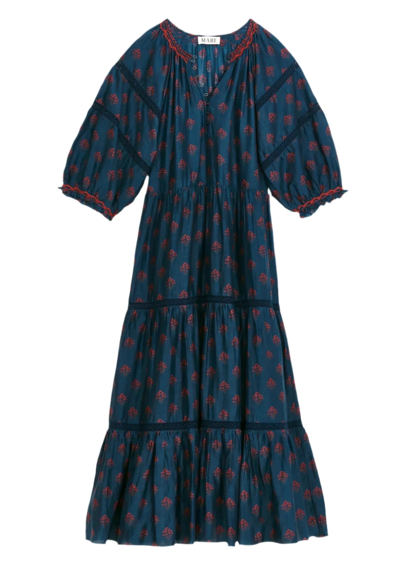M.A.B.E Lindi Print Maxi Dress Indigo