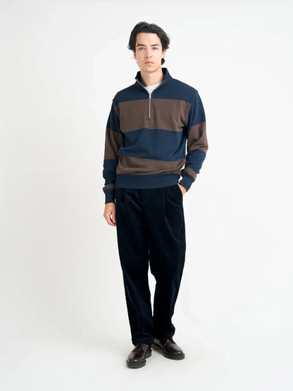 Oliver Spencer Reversible Half Zip Sweatshirt Latimer Navy/Brown