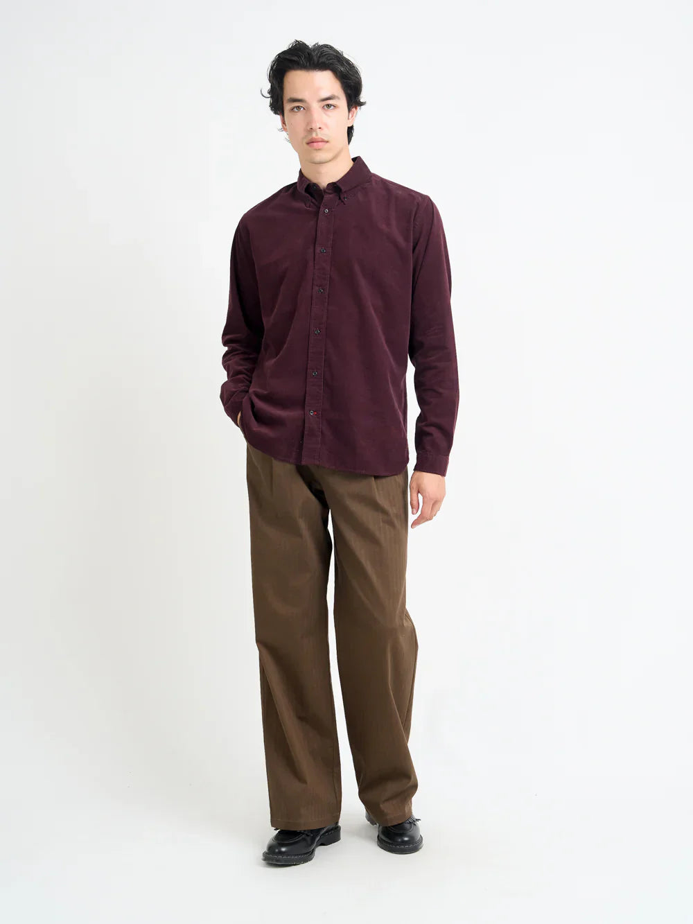 Oliver Spencer Brook Shirt Mersey Cord Plum