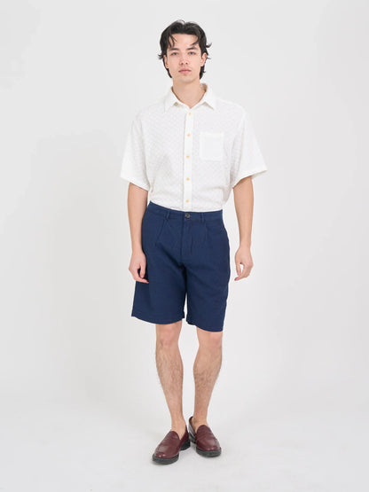 Oliver Spencer Pleated Shorts Bateman Indigo