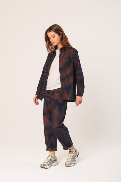 Indi & Cold Checked Navy Trousers