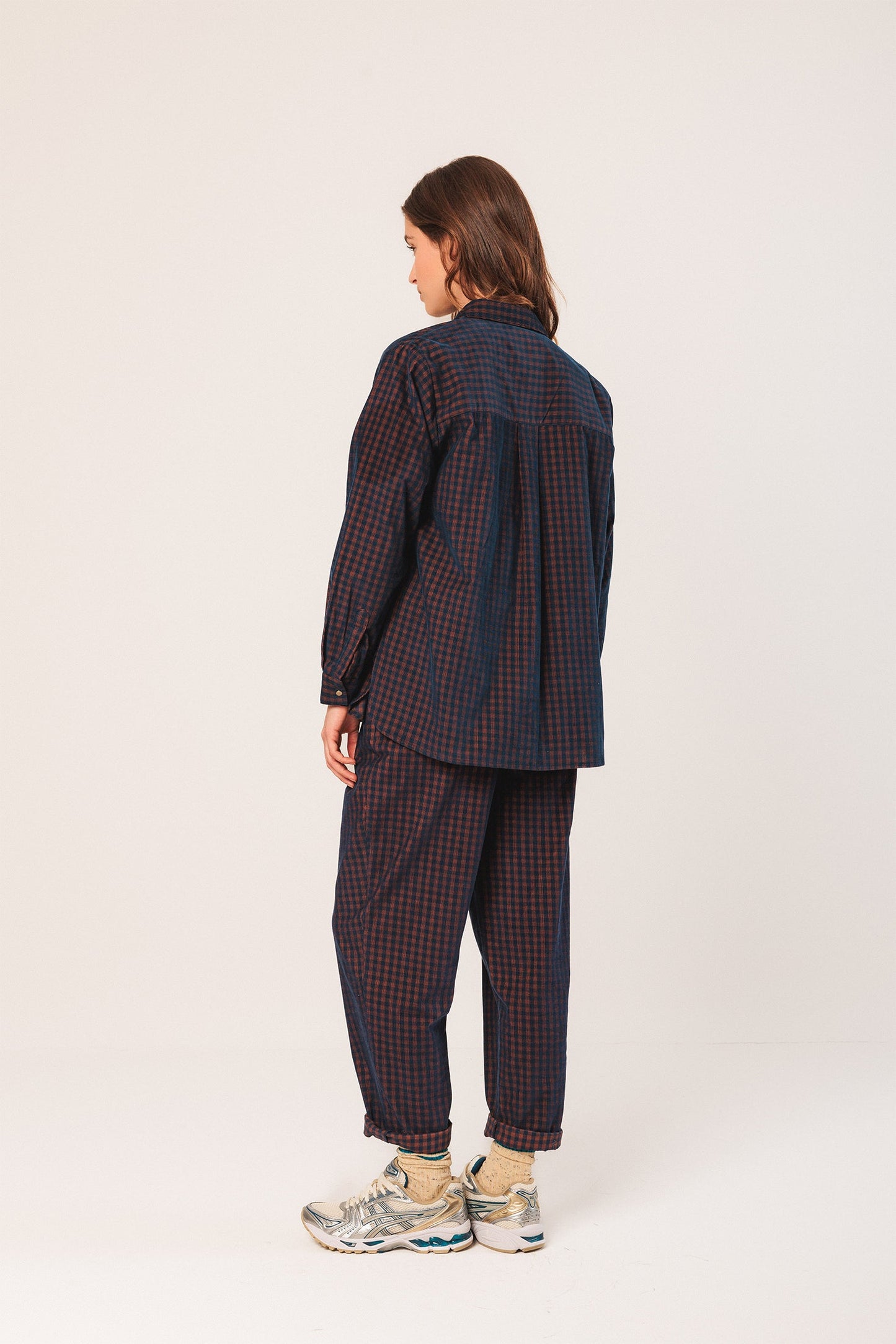 Indi & Cold Checked Navy Trousers