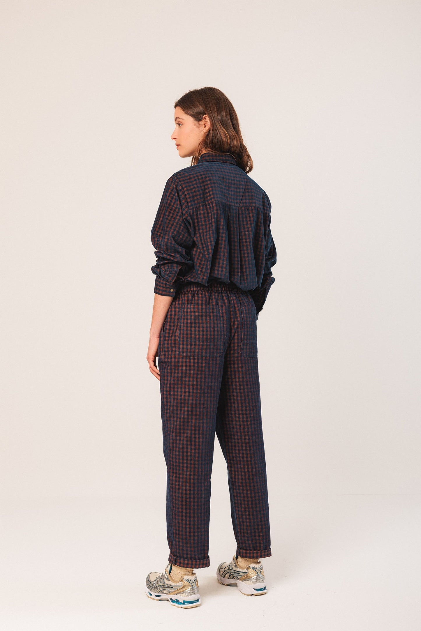 Indi & Cold Checked Navy Trousers