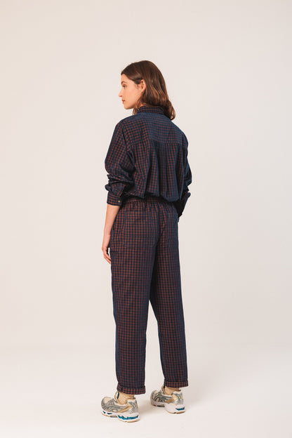 Indi & Cold Checked Navy Trousers