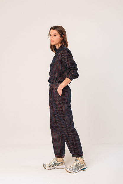 Indi & Cold Checked Navy Trousers