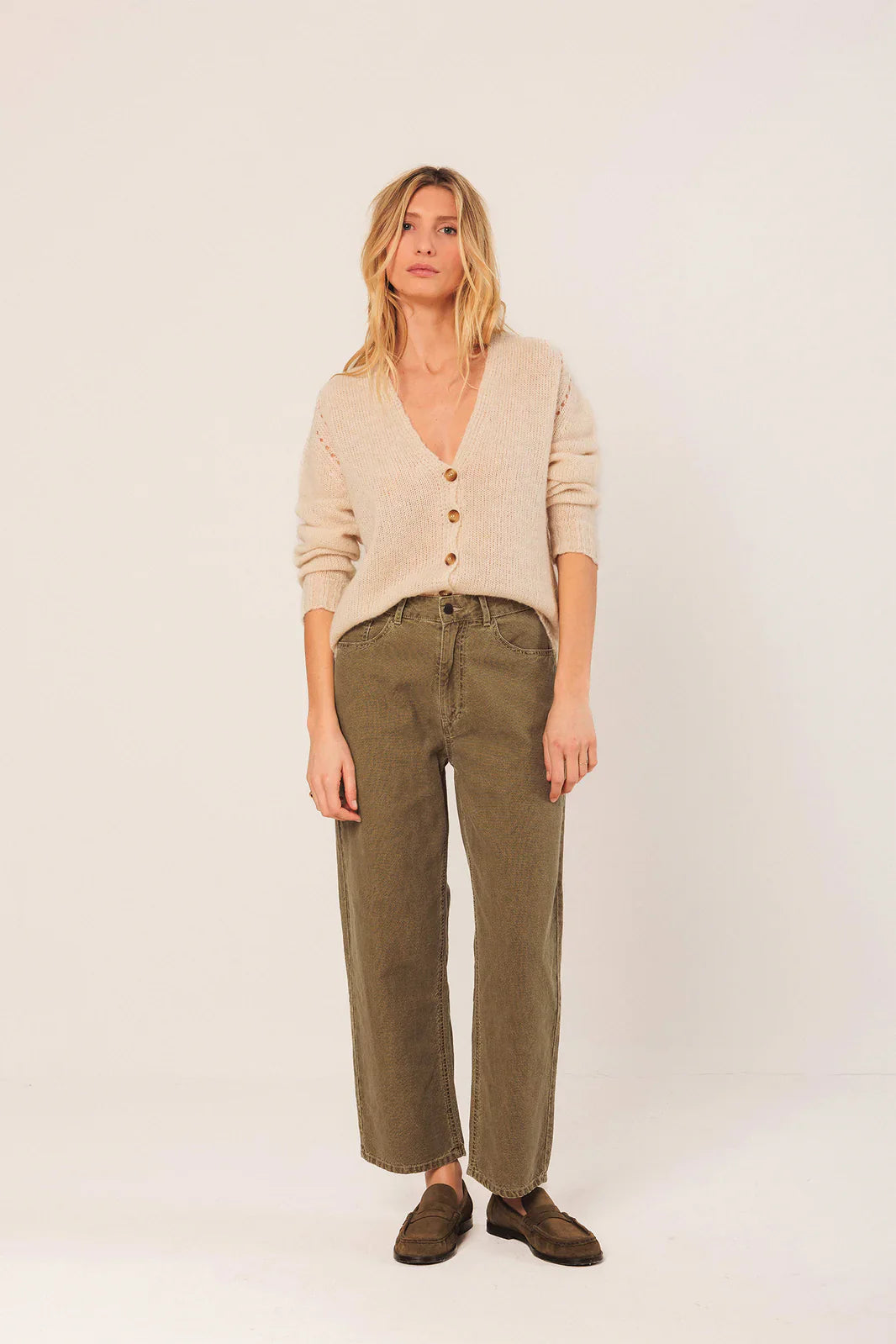 Indi & Cold Washed Twill Pants Olive